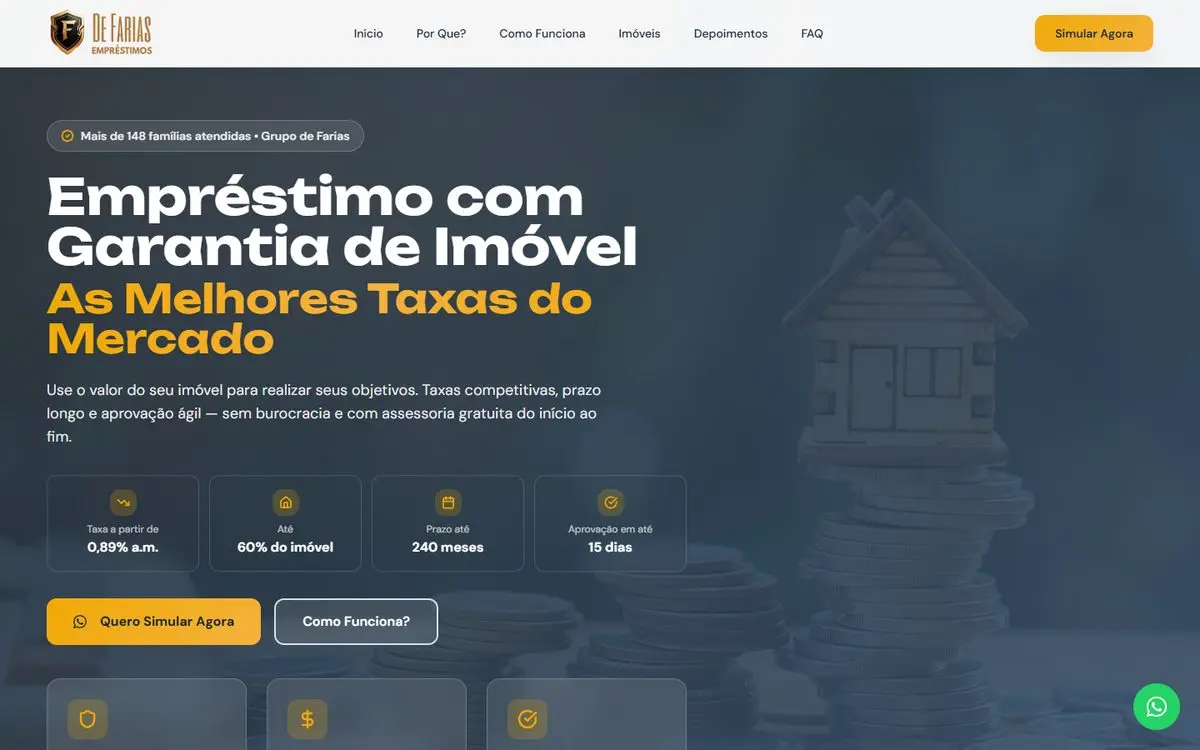 Página inicial do site de Use sua Casa no computador